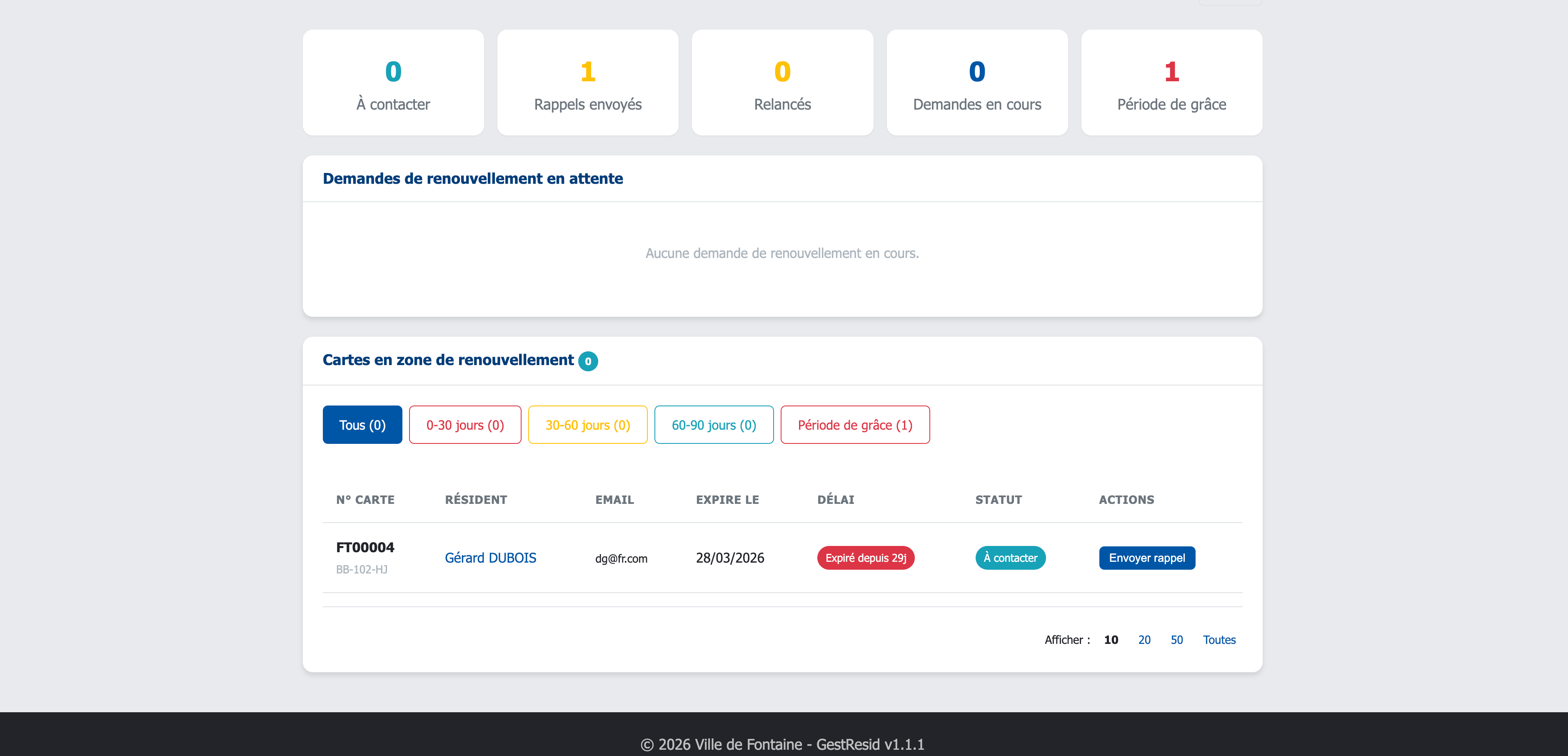 GestResid — Renouvellements